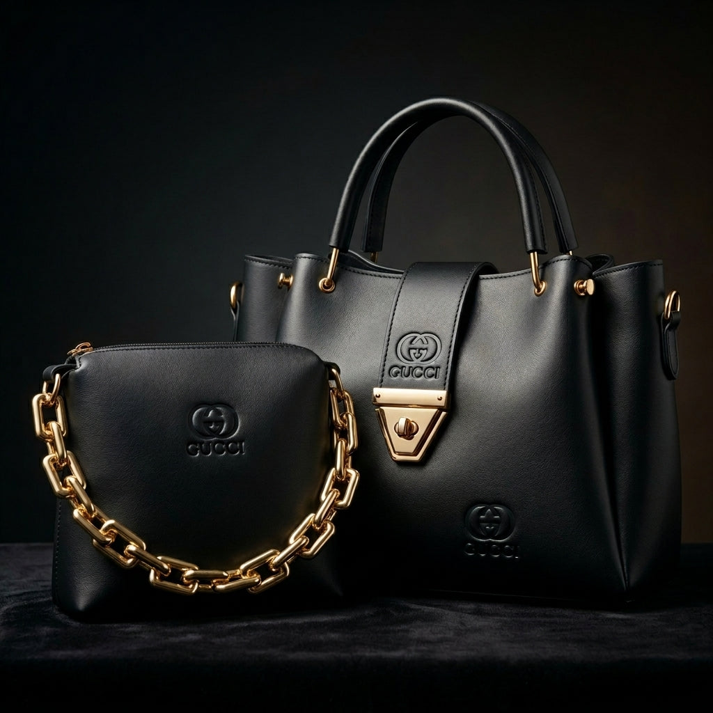 The "Onyx" 2-in-1 Embossed Handbag Set