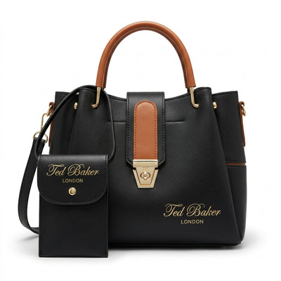 Classic Ted Baker London Satchel in Black & Tan