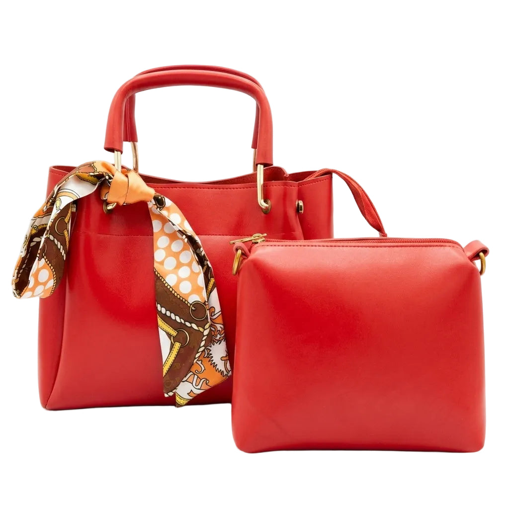 Elegant Red Tote Bag Set