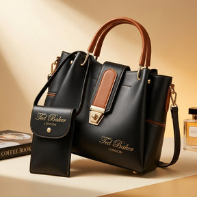 Classic Ted Baker London Satchel in Black & Tan