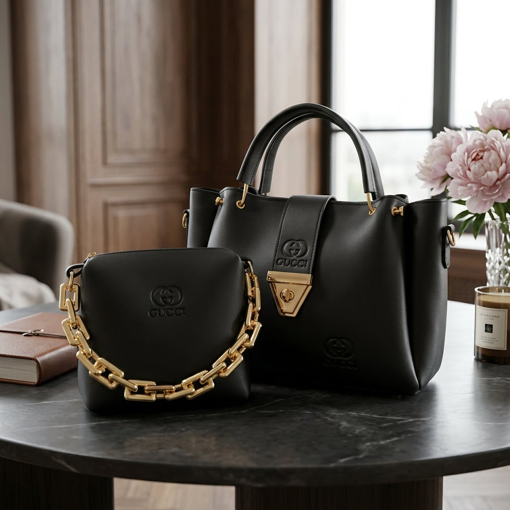 The "Onyx" 2-in-1 Embossed Handbag Set