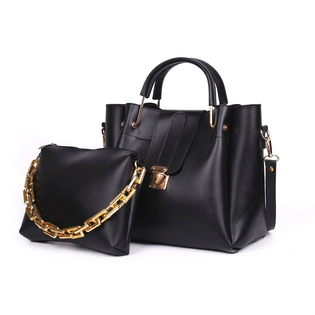The "Noir" 2-in-1 Tote & Pouch Handbag Set