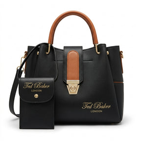 Classic Ted Baker London Satchel in Black & Tan