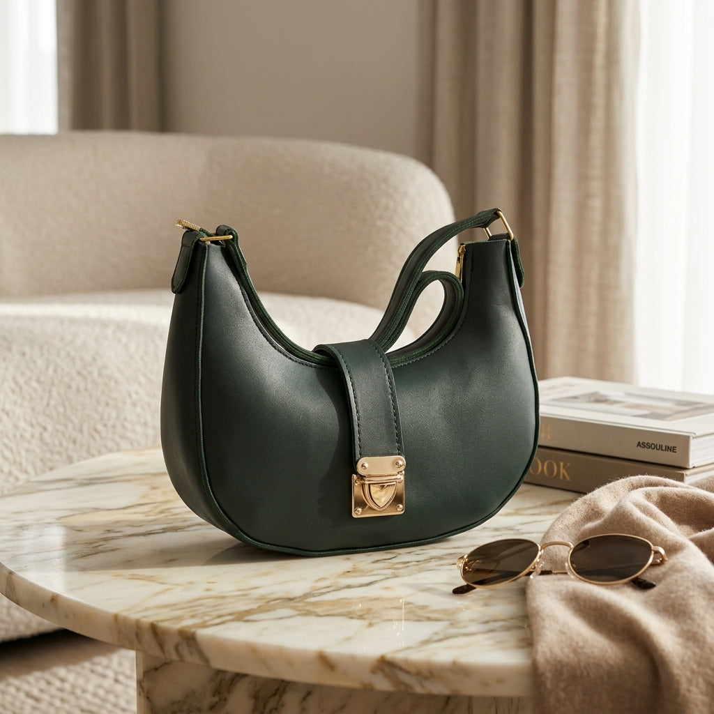 Emerald Green Canvas Shoulder Bag