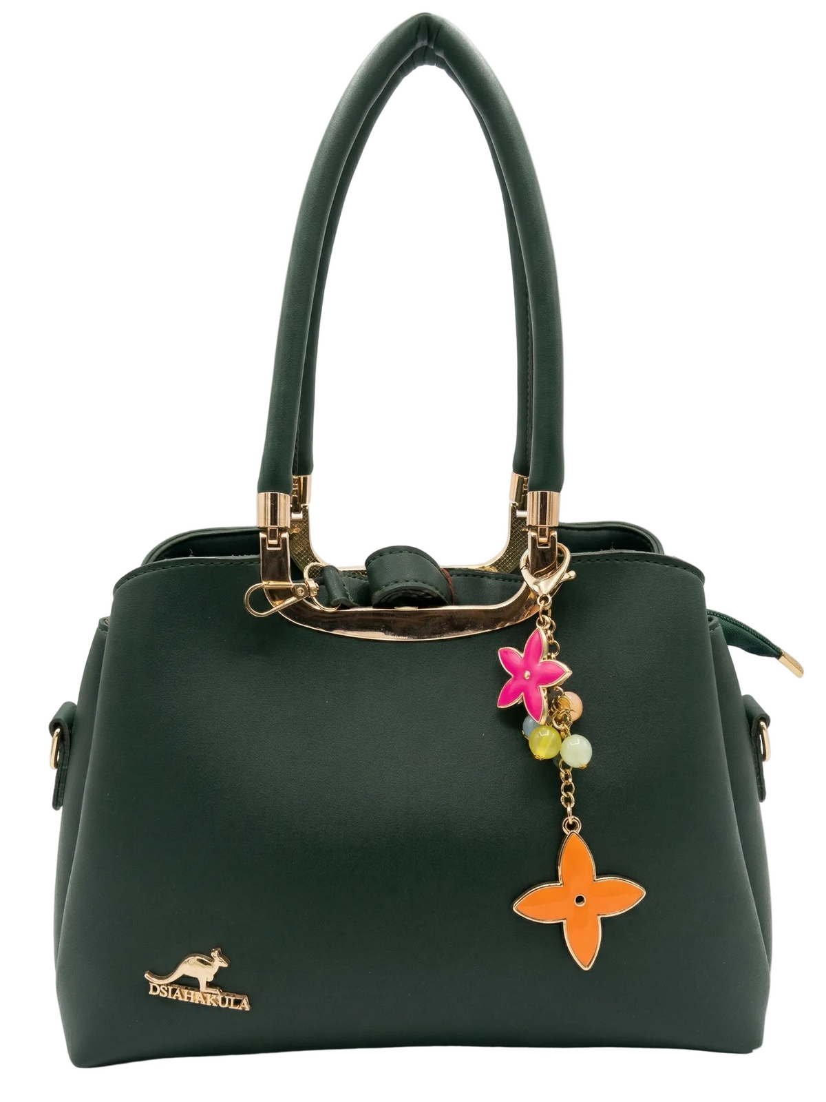 Stylish Maroon Handbag with Decorative Charm