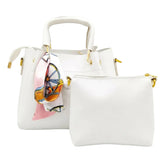 Elegant White 2‑Piece Handbag Set with Matching Pouch & Scarf