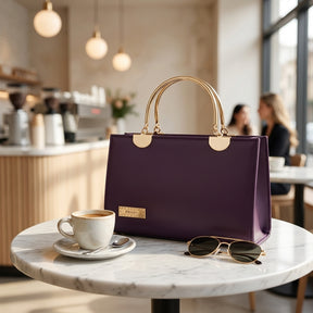 Elegant Wine Color Top Handle Handbag