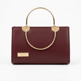 Elegant Wine Color Top Handle Handbag
