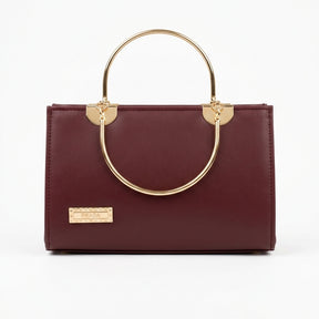 Elegant Wine Color Top Handle Handbag
