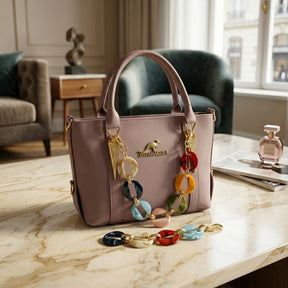 Stylish Mauve Handbag with Colorful Chain