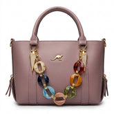 Stylish Mauve Handbag with Colorful Chain