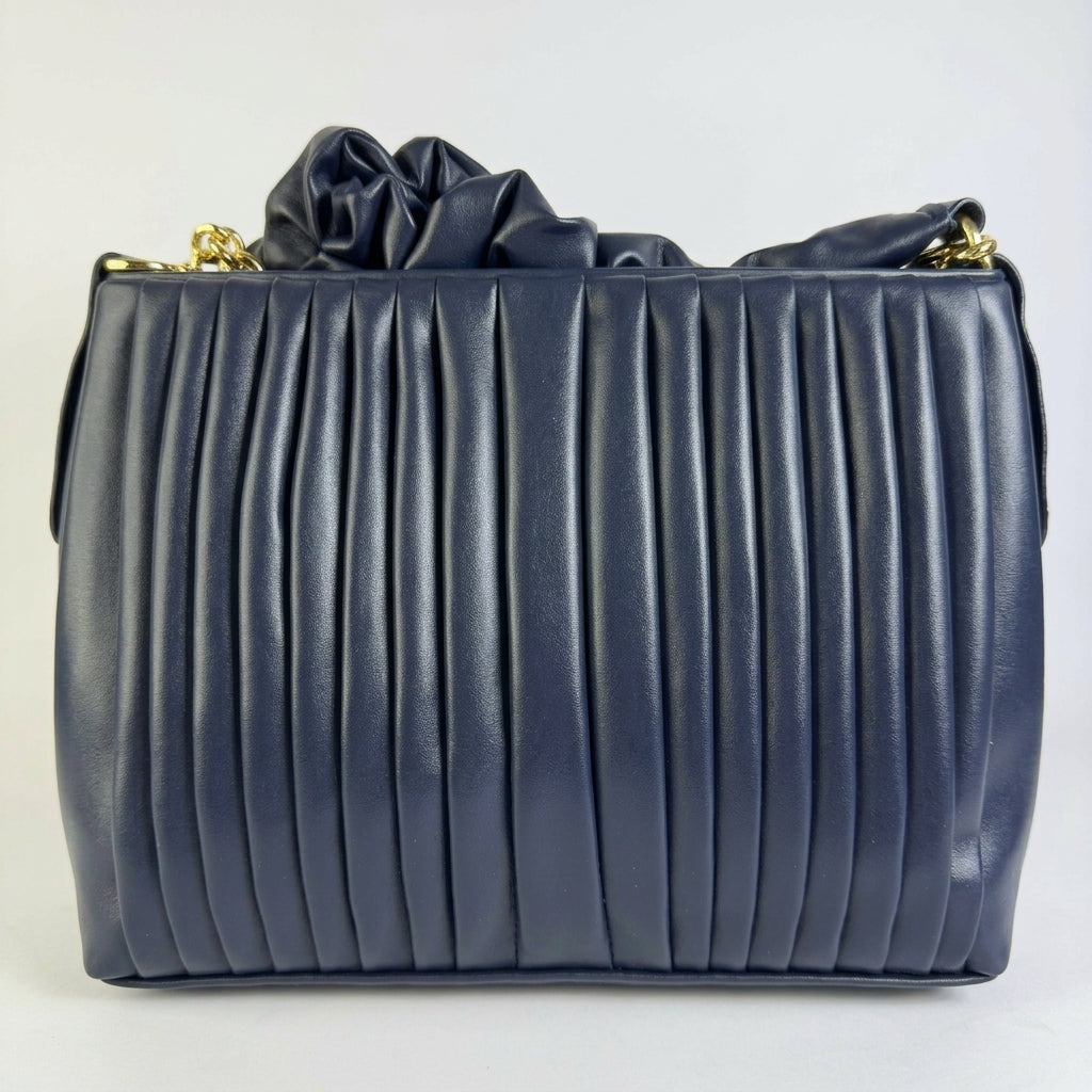 Aria - Pleated Cloud Bag with Gold Chain