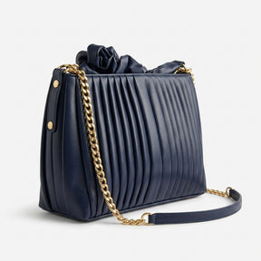 Aria - Pleated Cloud Bag with Gold Chain