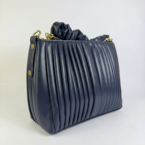 Aria - Pleated Cloud Bag with Gold Chain
