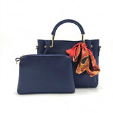 Luxury Navy Blue 2‑Piece Handbag Set with Matching Pouch & Scarf