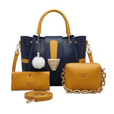 Chic Navy & Yellow Handbag Set (3 Pieces)