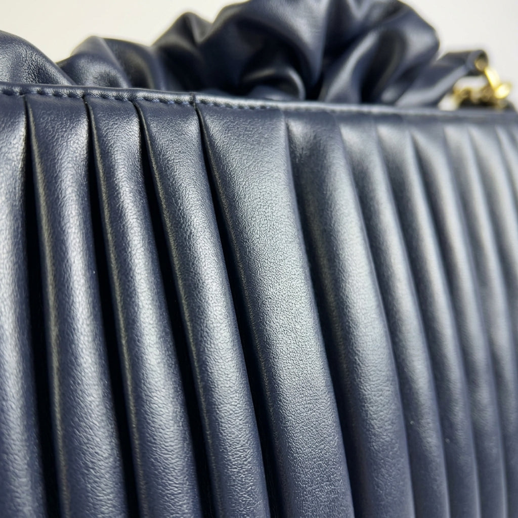 Aria - Pleated Cloud Bag with Gold Chain