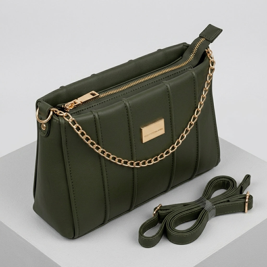 Army Green Structured Handbag