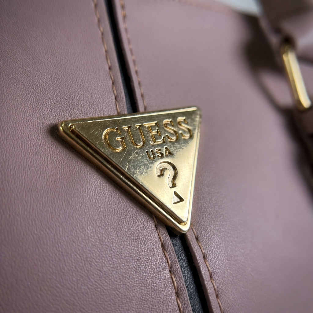 Dusty Pink Structured Handbag with Gold Hardware