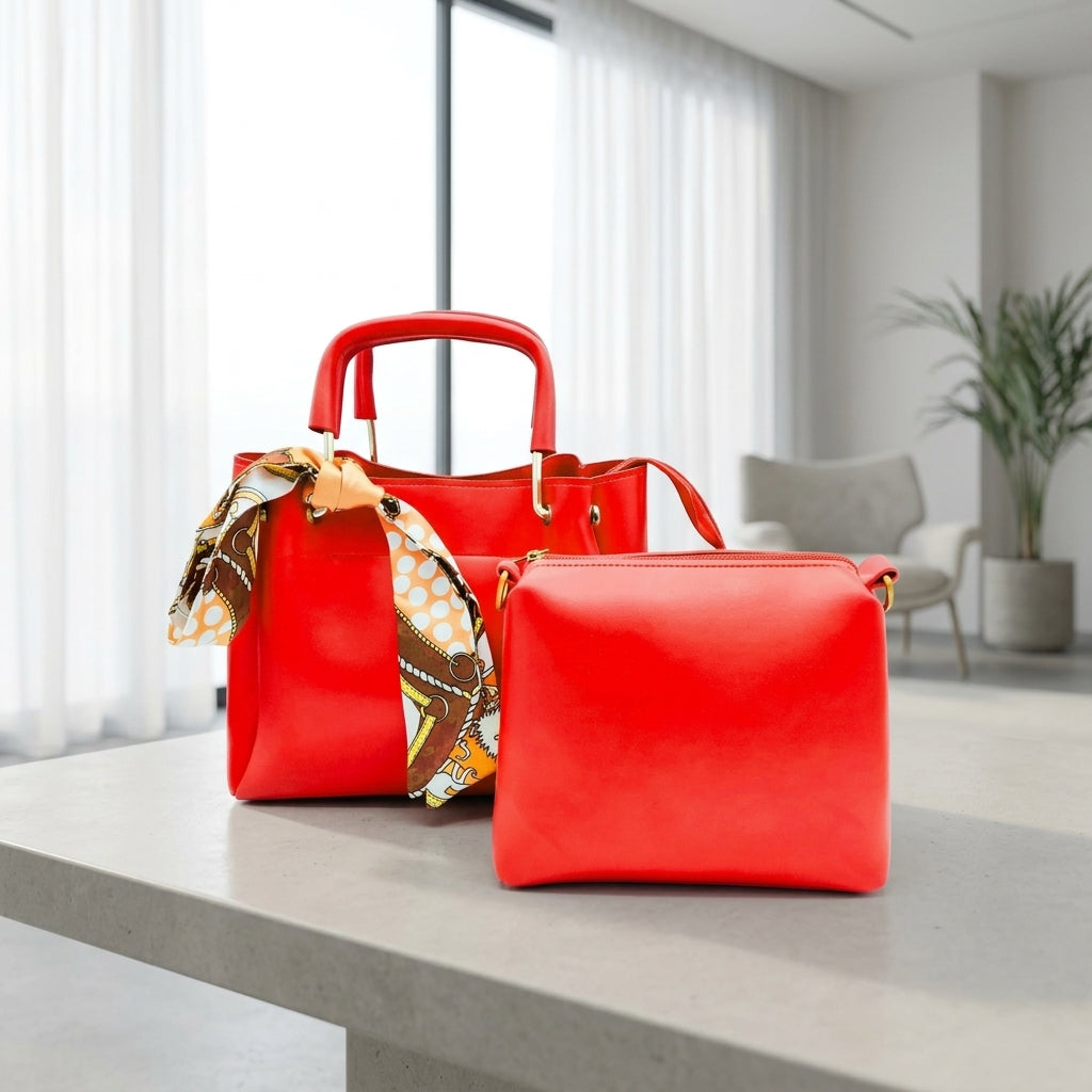Elegant Red Tote Bag Set