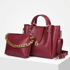 2-in-1 Tote & Crossbody Bag Set in Burgundy