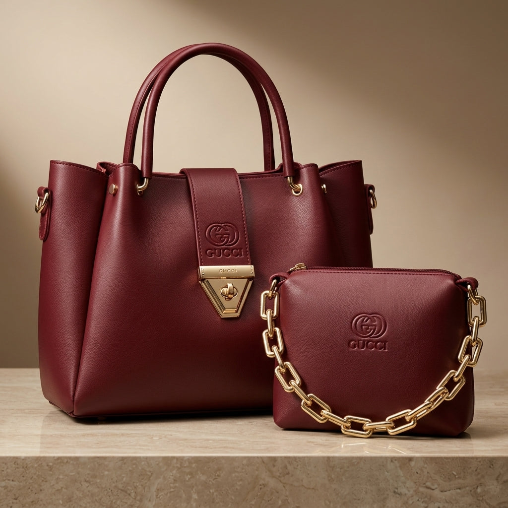 The "Ruby" 2-in-1 Burgundy Handbag Set