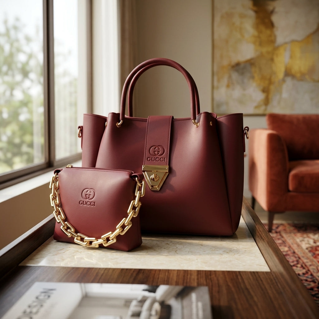 The "Ruby" 2-in-1 Burgundy Handbag Set