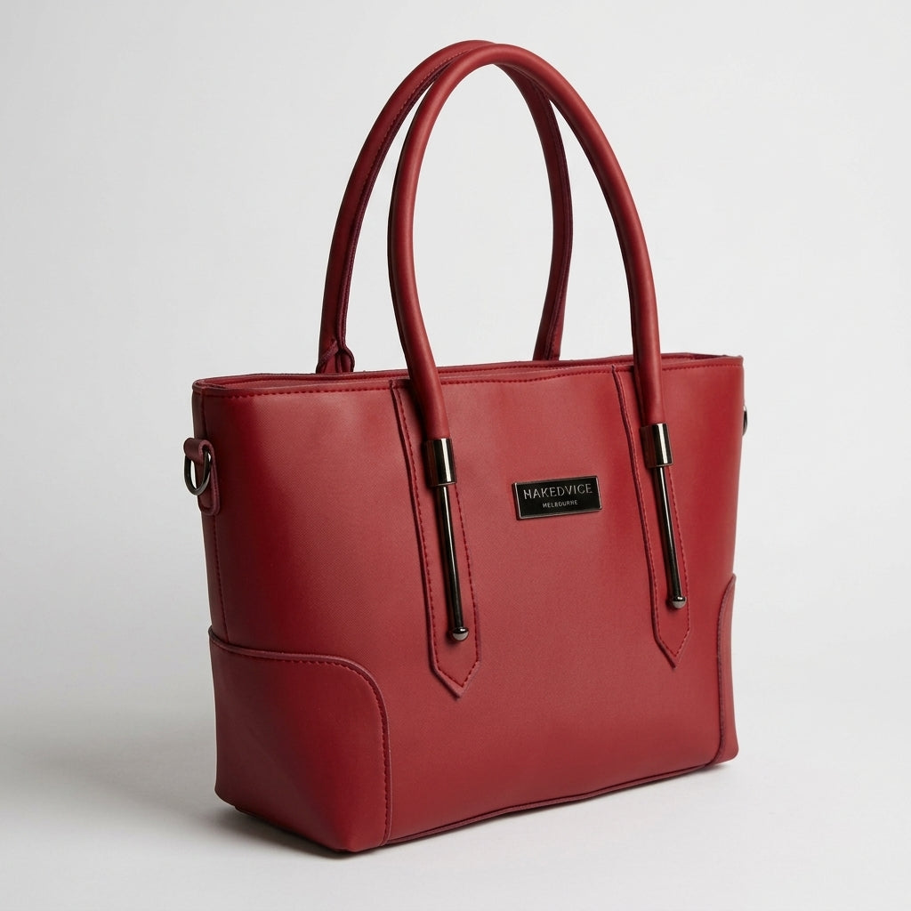 Melbourne Red Structured Tote Handbag