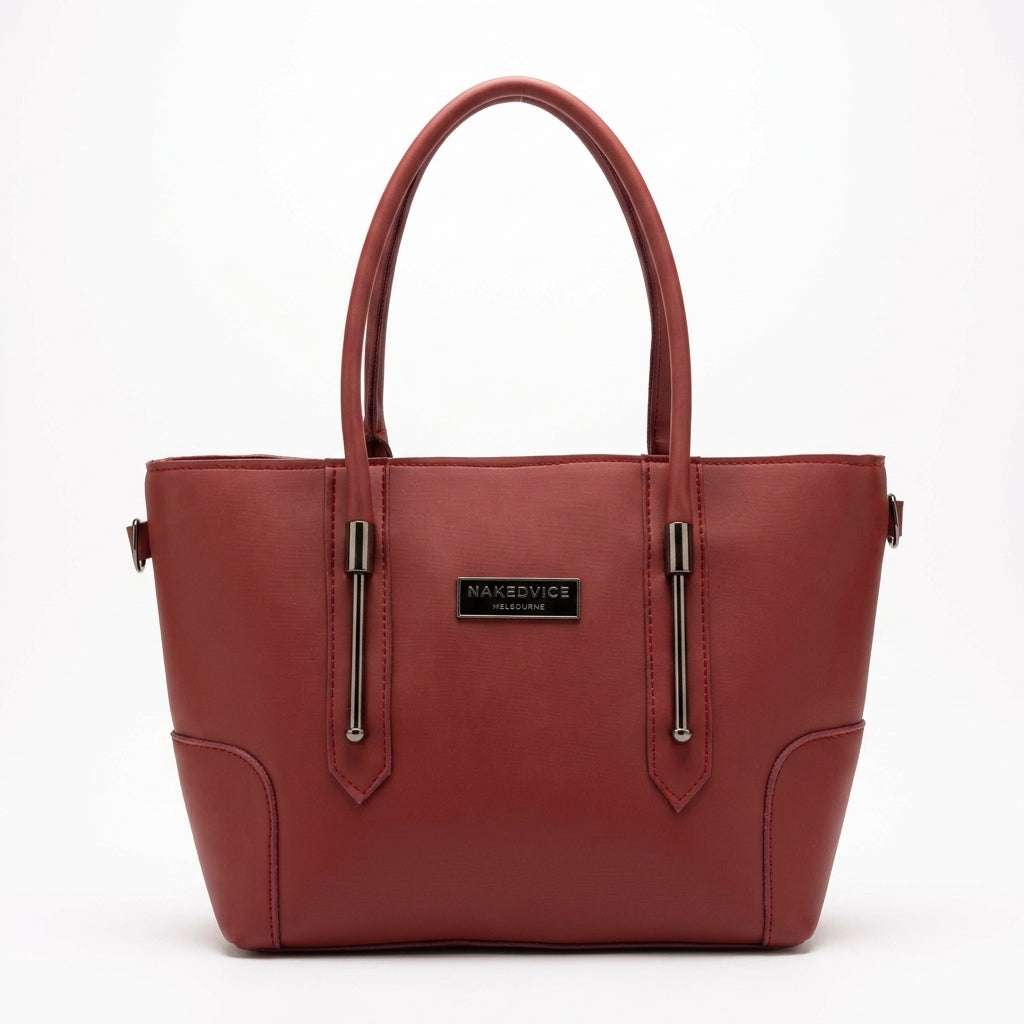 Melbourne Red Structured Tote Handbag