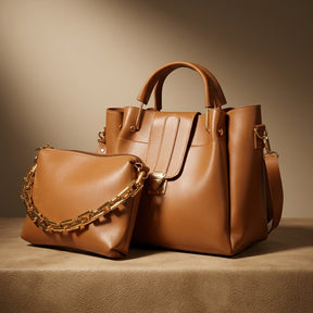 The "Sahara" 2-in-1 Tote & Pouch Set in Tan