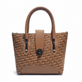Printed Brown Ladies Handbag with Classic Lock Style