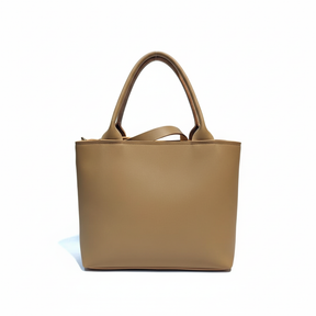 Elegant Brown Mini Handbag with Tassel & Side Pouch