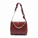 Trendy Maroon Pleated Shoulder Bag with Chain Strap