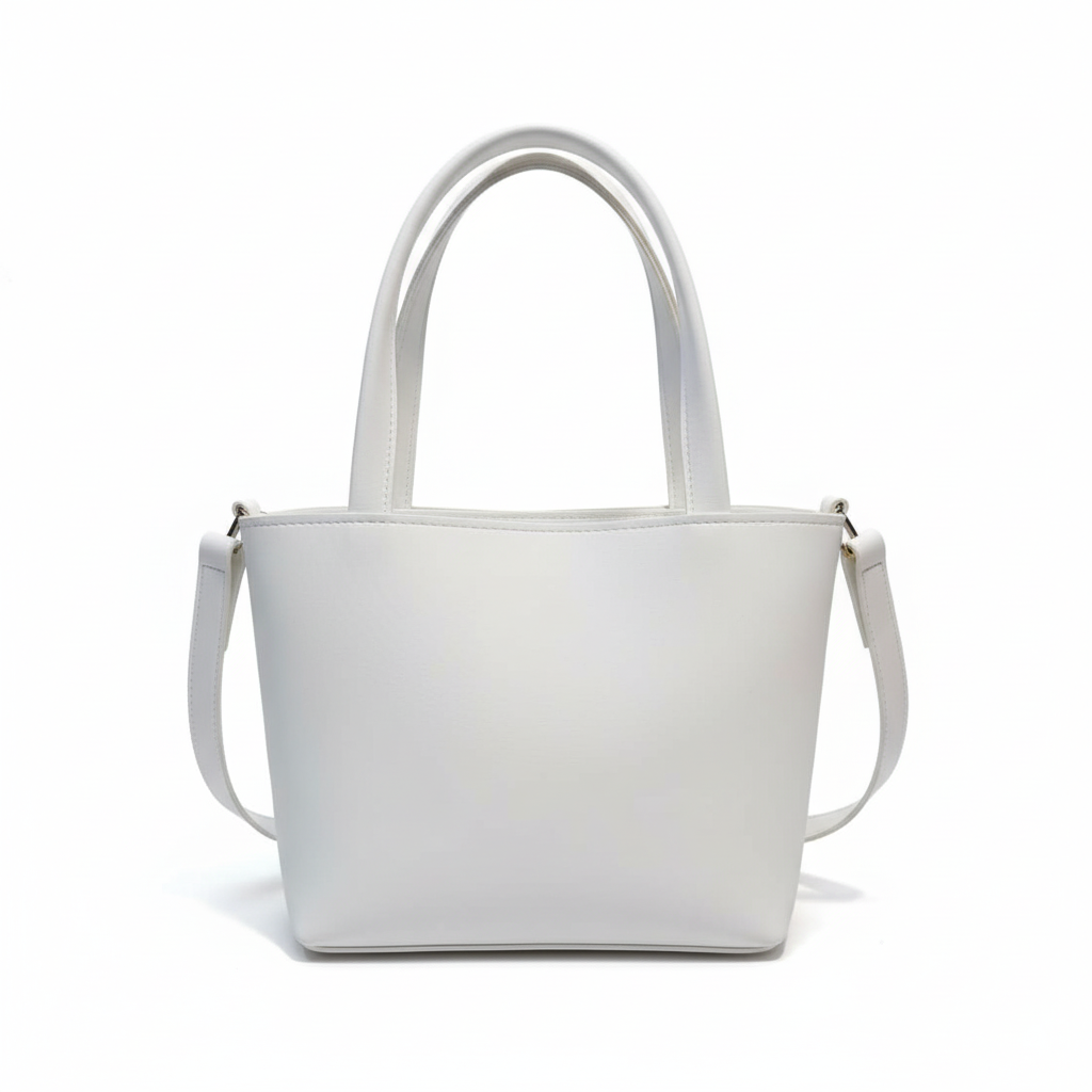 Stylish White Ladies Handbag with Bow & Tassel Design
