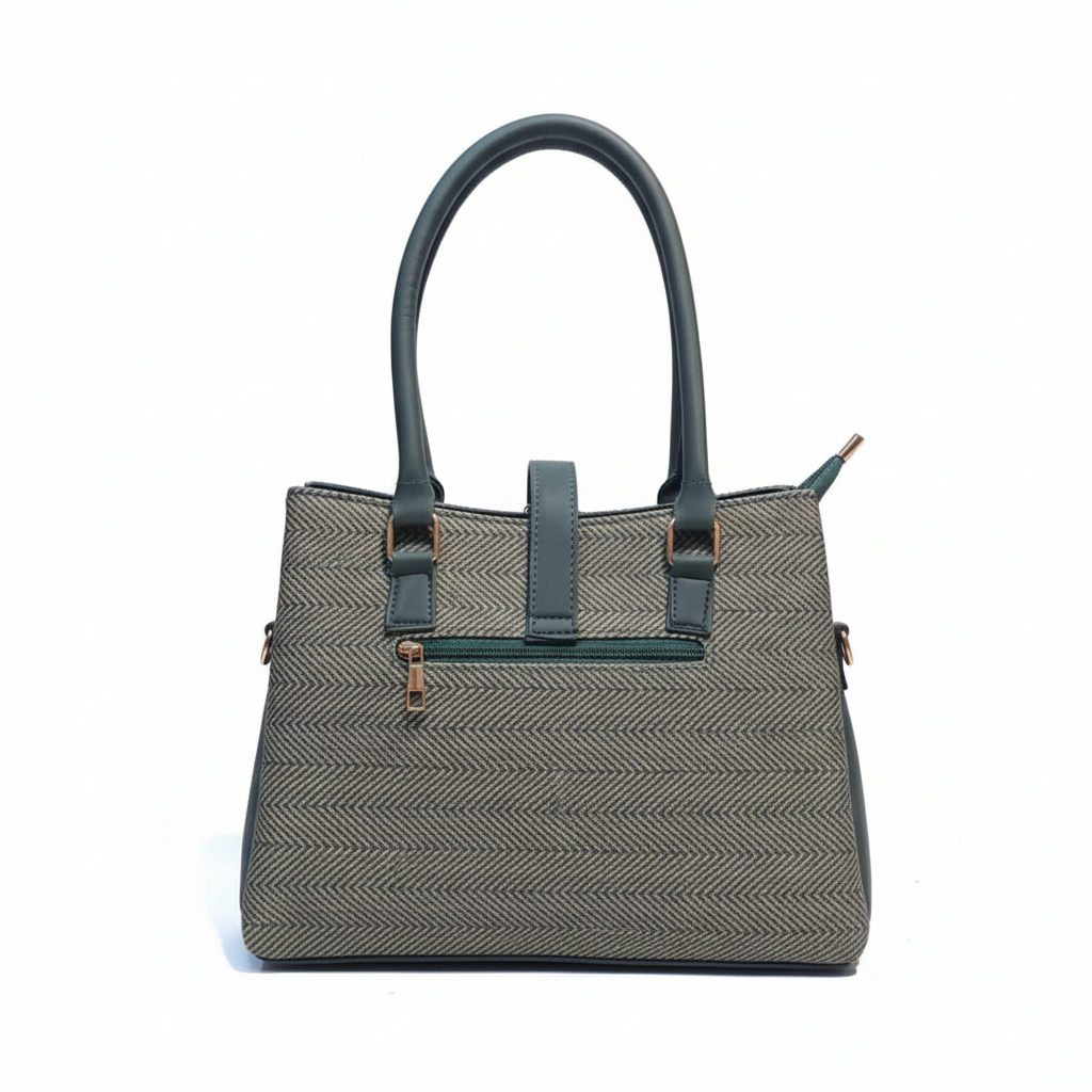 Stylish Grey & Maroon Ladies Handbag with Double Handles
