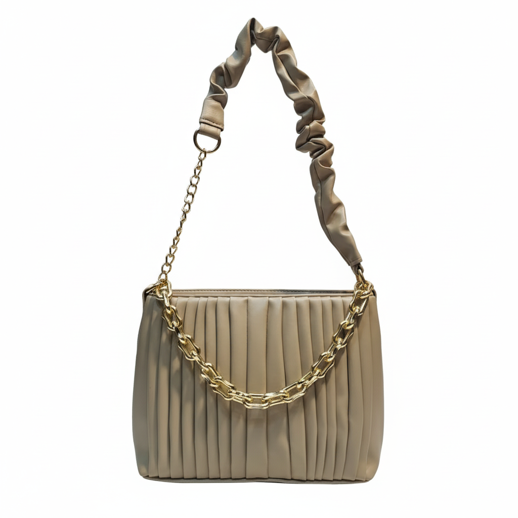 Trendy Maroon Pleated Shoulder Bag with Chain Strap