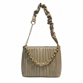 Trendy Maroon Pleated Shoulder Bag with Chain Strap