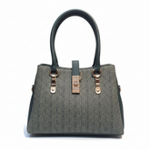 Stylish Grey & Maroon Ladies Handbag with Double Handles