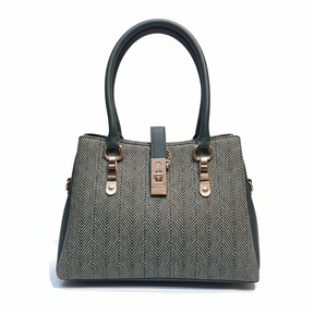 Stylish Grey & Maroon Ladies Handbag with Double Handles
