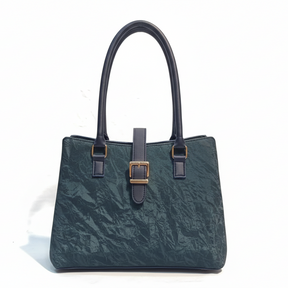 Olive Green Handbag with Front Lock & Gold Chain Detail