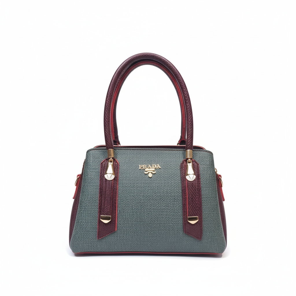 Elegant Dual Tone Handbag in Grey & Maroon Finish