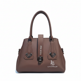 Premium Brown Structured Handbag with Center Lock Design