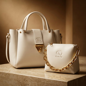 The "Ivory" 2-in-1 Embossed Handbag Set