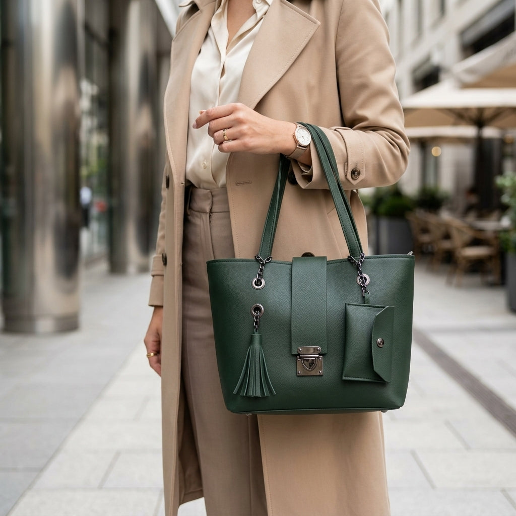 Elegant Forest Green Handbag