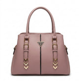 Dusty Pink Structured Handbag with Gold Hardware