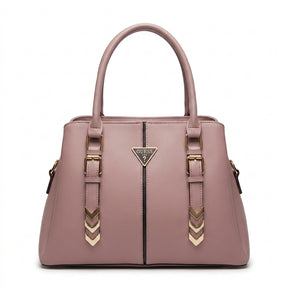 Dusty Pink Structured Handbag with Gold Hardware