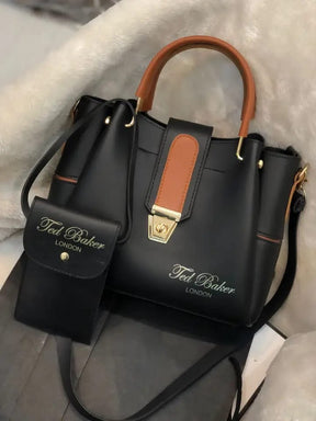 Classic Ted Baker London Satchel in Black & Tan
